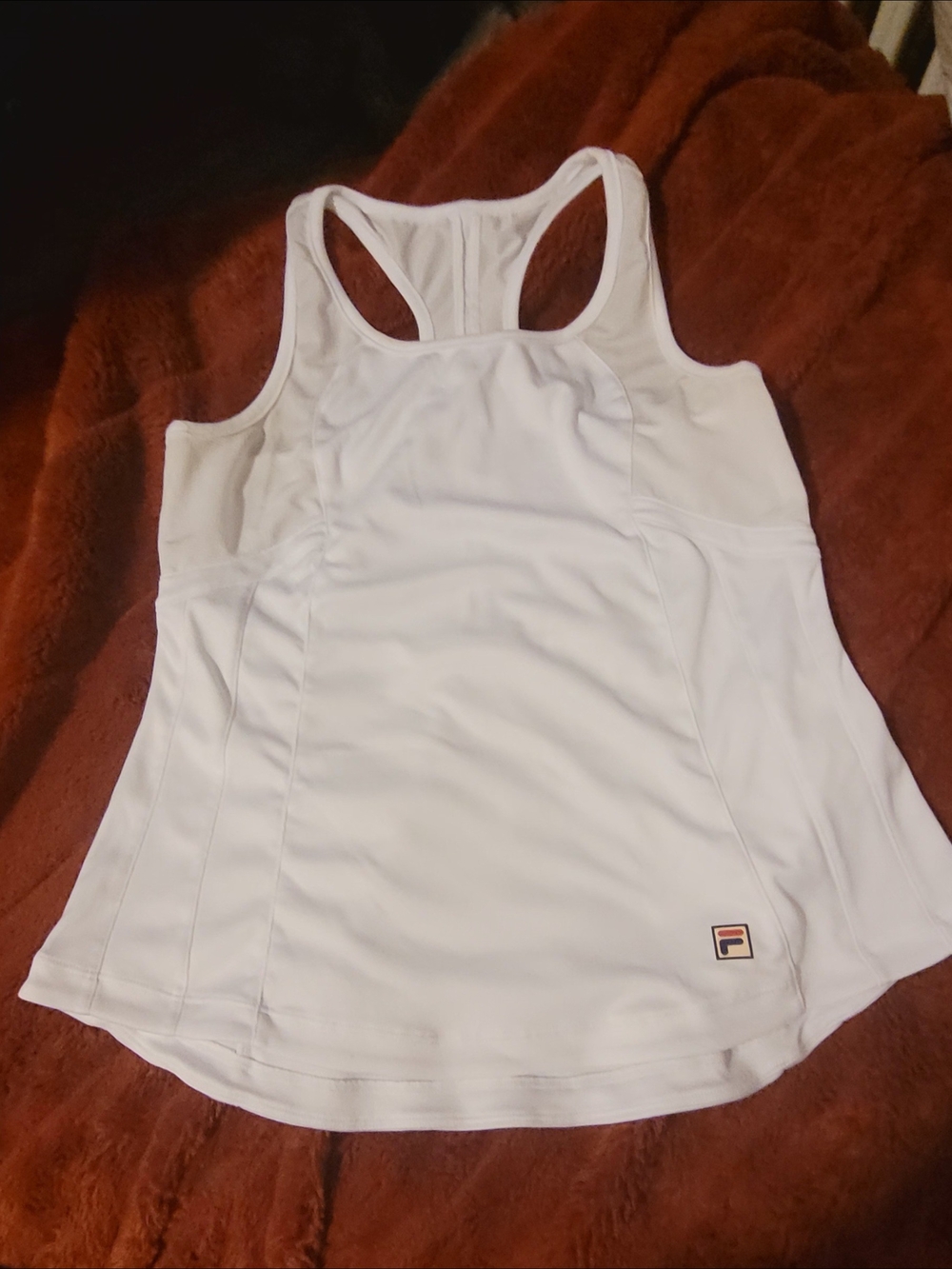 Fila White Racerback Athletic Tank with Logo US6